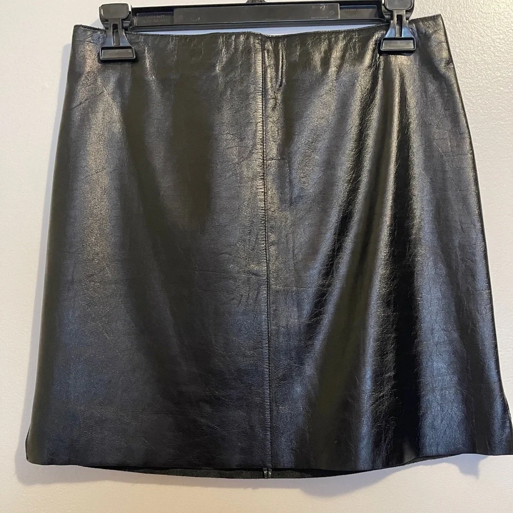 Kenneth Cole Black Leather Pencil Skirt